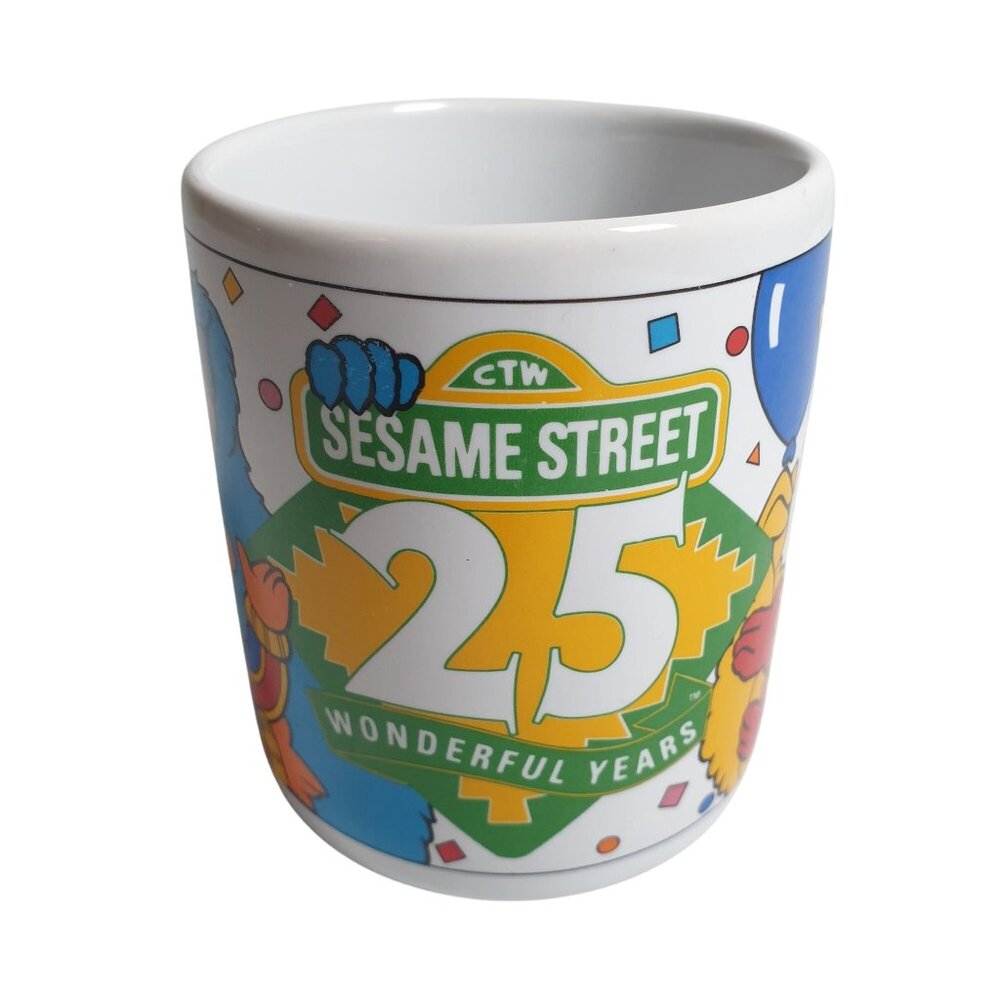 Sesame Street 25th Anniversary Ceramic Mug With Colorful Characters Design